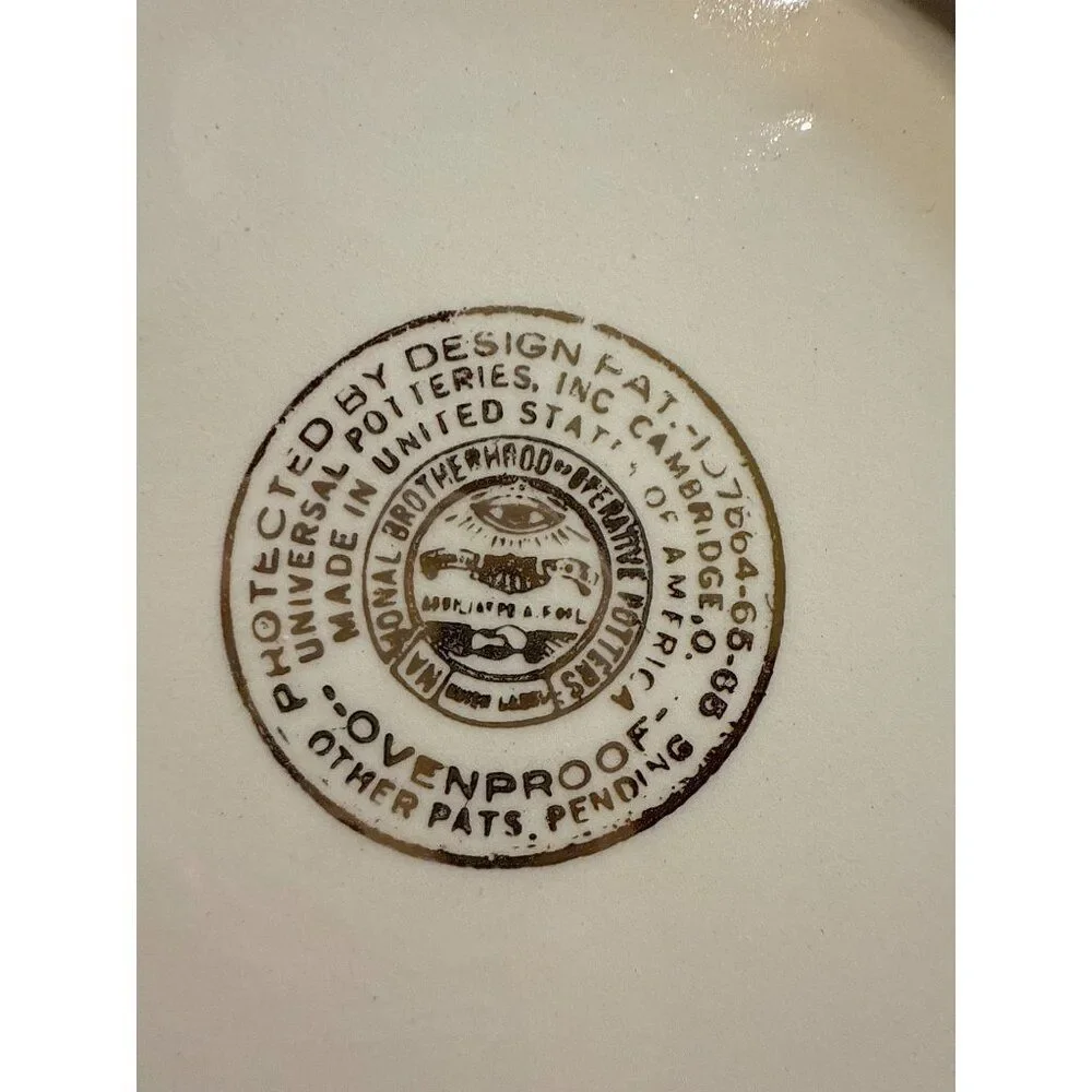 Vintage Universal‎ Potteries Inc. Circus Round Platter 1940’s Floral Cake Plate